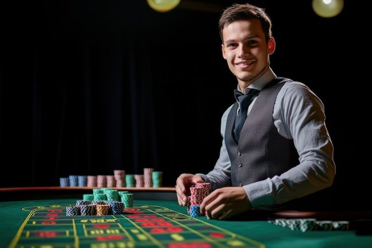 Live dealer table studio with multiple camera angles